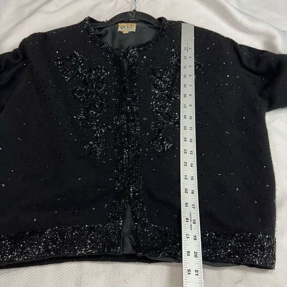 Vintage Black Heavily Beaded SweaterJacket‎ - Picture 7 of 8